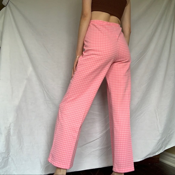 Vintage Pink Gingham Trouser Pants - Picture 2 of 9